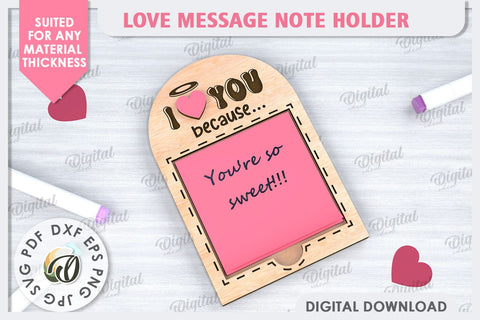 Love Message Note Holder Laser Cut. Love Sign SVG SVG Evgenyia Guschina 