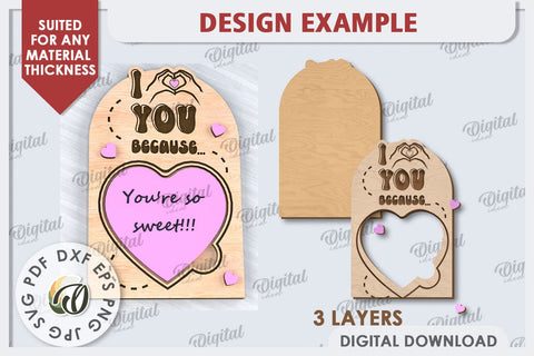 Love Message Note Holder Laser Cut. Love Sign SVG SVG Evgenyia Guschina 