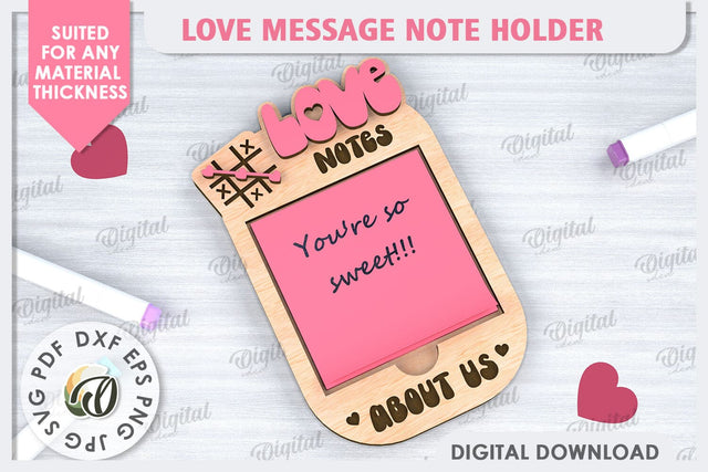 Love Message Note Holder Laser Cut. Love Sign SVG SVG Evgenyia Guschina 