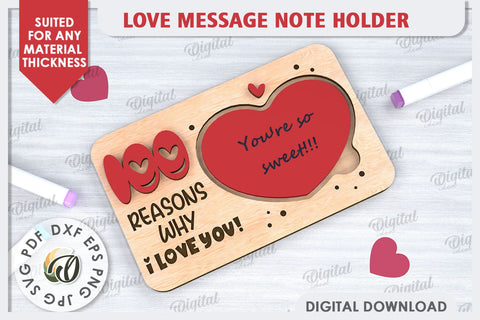 Love Message Note Holder Laser Cut. Love Sign SVG SVG Evgenyia Guschina 