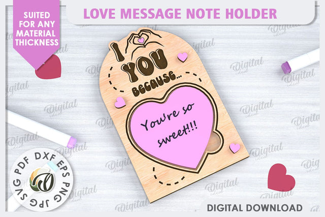 Love Message Note Holder Laser Cut. Love Sign SVG SVG Evgenyia Guschina 