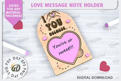 Love Message Note Holder Laser Cut. Love Sign SVG SVG Evgenyia Guschina 