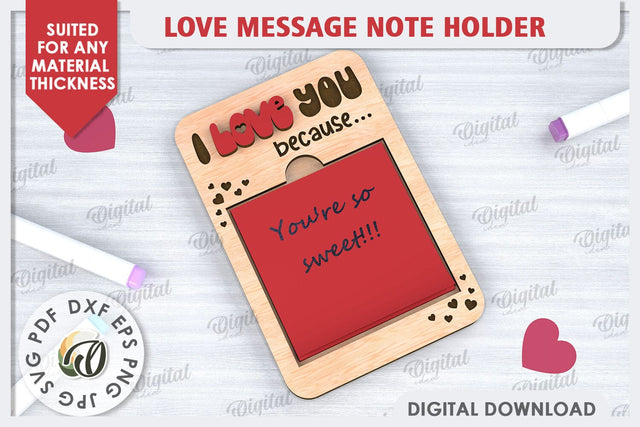 Love Message Note Holder Laser Cut. Love Sign SVG SVG Evgenyia Guschina 