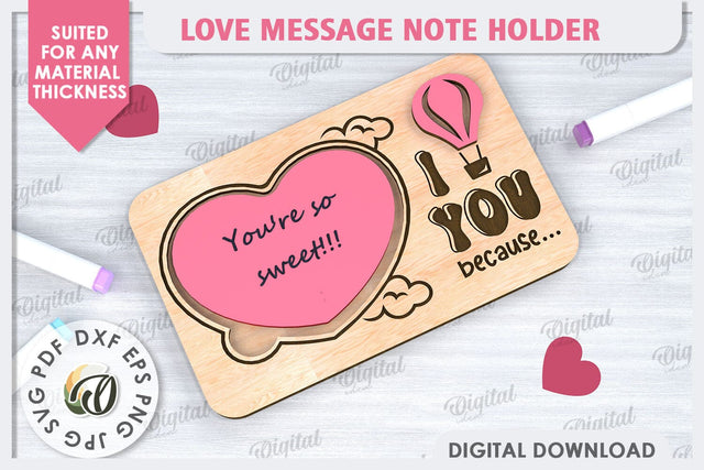 Love Message Note Holder Laser Cut. Love Sign SVG SVG Evgenyia Guschina 
