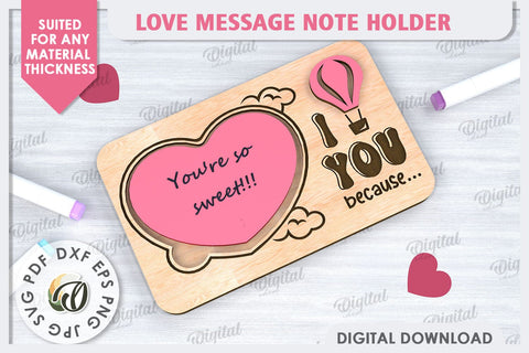 Love Message Note Holder Laser Cut. Love Sign SVG SVG Evgenyia Guschina 