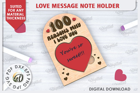 Love Message Note Holder Laser Cut. Love Sign SVG SVG Evgenyia Guschina 