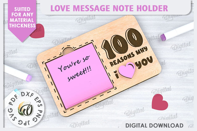 Love Message Note Holder Laser Cut. Love Sign SVG SVG Evgenyia Guschina 