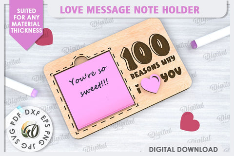 Love Message Note Holder Laser Cut. Love Sign SVG SVG Evgenyia Guschina 