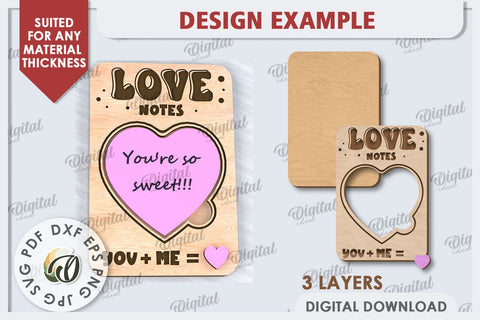 Love Message Note Holder Laser Cut. Love Sign SVG SVG Evgenyia Guschina 