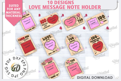 Love Message Note Holders Laser Cut Bundle. Love SVG SVG Evgenyia Guschina 