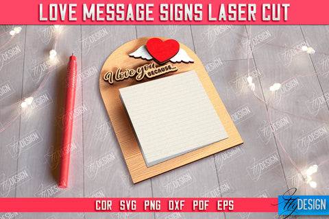 Love Message Signs Bundle | Note Pad Holder | Notes | Sticky Note Holder | CNC Files SVG Fly Design 
