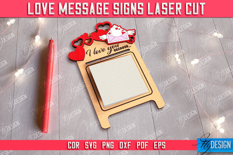 Love Message Signs Bundle | Note Pad Holder | Notes | Sticky Note Holder | CNC Files SVG Fly Design 