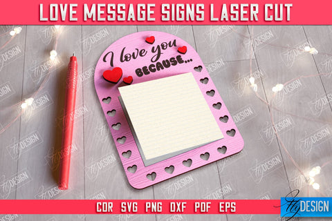 Love Message Signs Bundle | Note Pad Holder | Notes | Sticky Note Holder | CNC Files SVG Fly Design 