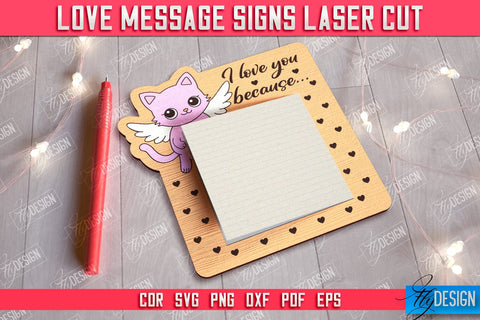 Love Message Signs Bundle | Note Pad Holder | Notes | Sticky Note Holder | CNC Files SVG Fly Design 