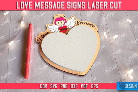 Love Message Signs Bundle | Note Pad Holder | Notes | Sticky Note Holder | CNC Files SVG Fly Design 