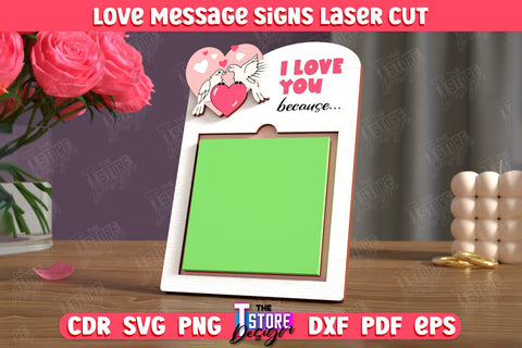 Love Message Signs Bundle | Note Pad Holder | Notes | Sticky Note Holder | CNC Files SVG The T Store Design 