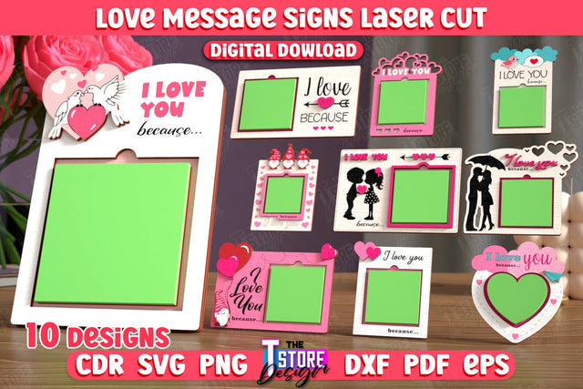 Love Message Signs Bundle | Note Pad Holder | Notes | Sticky Note Holder | CNC Files SVG The T Store Design 