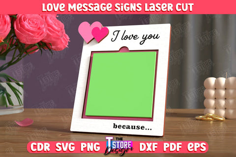 Love Message Signs Bundle | Note Pad Holder | Notes | Sticky Note Holder | CNC Files SVG The T Store Design 