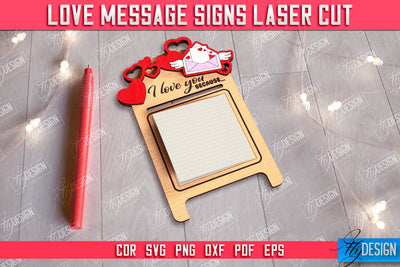 Love Message Signs | Note Pad Holder | Notes | Sticky Note Holder | CNC File SVG Fly Design 
