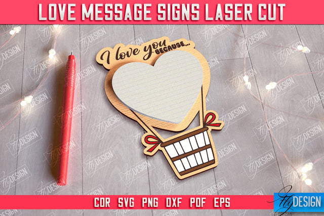 Love Message Signs | Note Pad Holder | Notes | Sticky Note Holder | CNC File SVG Fly Design 
