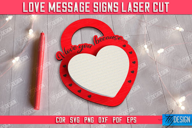 Love Message Signs | Note Pad Holder | Notes | Sticky Note Holder | CNC File SVG Fly Design 