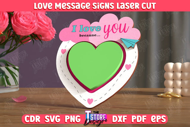 Love Message Signs | Note Pad Holder | Notes | Sticky Note Holder | CNC File SVG The T Store Design 