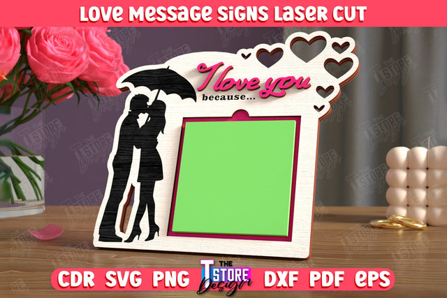 Love Message Signs | Note Pad Holder | Notes | Sticky Note Holder | CNC File SVG The T Store Design 