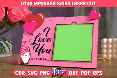 Love Message Signs | Note Pad Holder | Notes | Sticky Note Holder | CNC File SVG The T Store Design 