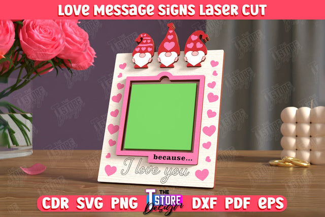 Love Message Signs | Note Pad Holder | Notes | Sticky Note Holder | CNC File SVG The T Store Design 