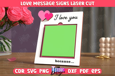 Love Message Signs | Note Pad Holder | Notes | Sticky Note Holder | CNC File SVG The T Store Design 