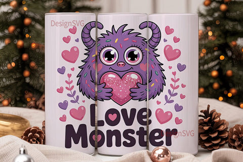 Love Monster 20oz Tumbler Wrap Sublimation DesignSVG 