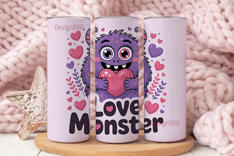 Love Monster 20oz Tumbler Wrap Sublimation DesignSVG 