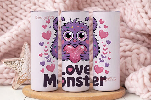 Love Monster 20oz Tumbler Wrap Sublimation DesignSVG 