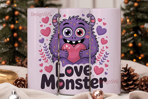 Love Monster 20oz Tumbler Wrap Sublimation DesignSVG 