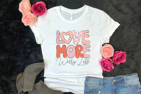 Love More Worry Less, Retro Valentine Sublimation Sublimation CraftLabSVG 
