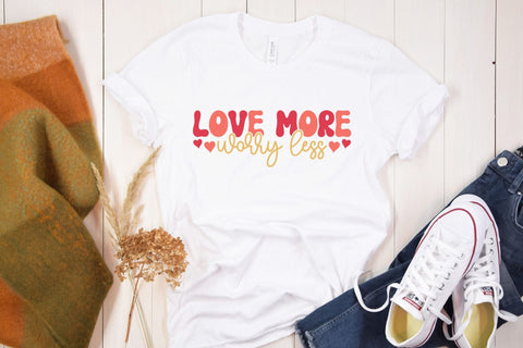 Love More Worry Less, Retro Valentine SVG SVG CraftLabSVG 