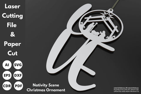 Love Nativity Scene Christmas Ornament | paper cut | svg laser cut Glowforge SVG tofigh4lang 