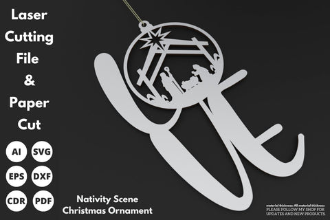 Love Nativity Scene Christmas Ornament | paper cut | svg laser cut Glowforge SVG tofigh4lang 