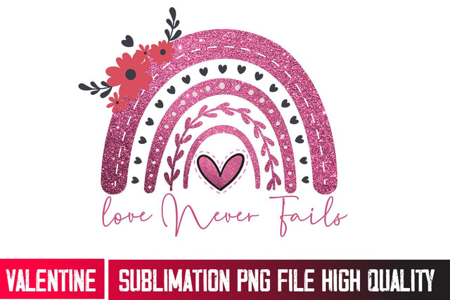 Love-Never-Fails Sublimation Design,Happy Valentine's Day Sublimation PNG,Valentine Sublimation Design PNG Sublimation BlackCatsMedia 
