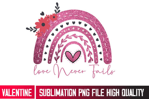 Love-Never-Fails Sublimation Design,Happy Valentine's Day Sublimation PNG,Valentine Sublimation Design PNG Sublimation BlackCatsMedia 
