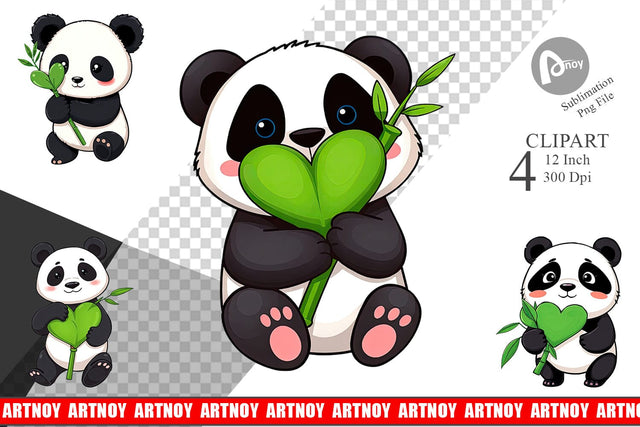 Love Panda Clipart Sublimation artnoy 