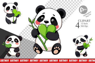 Love Panda Clipart Sublimation artnoy 