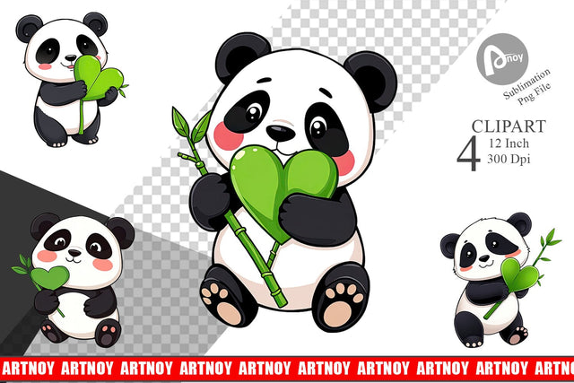 Love Panda Clipart Sublimation artnoy 