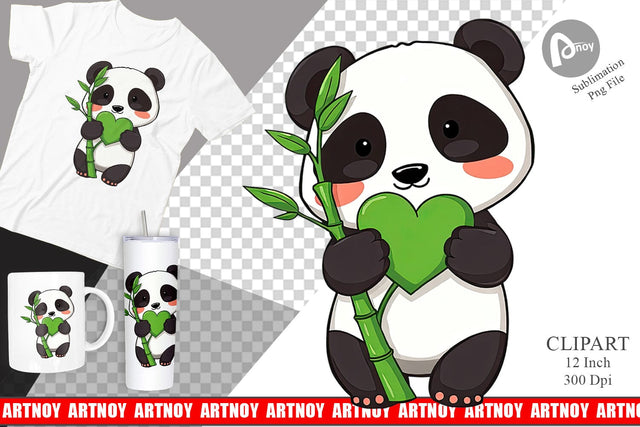 Love Panda Clipart Sublimation artnoy 