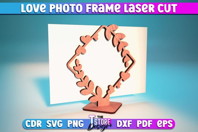 Love Photo Frame Laser Cut | Home Laser Cut Design | Family Design | CNC File SVG The T Store Design 