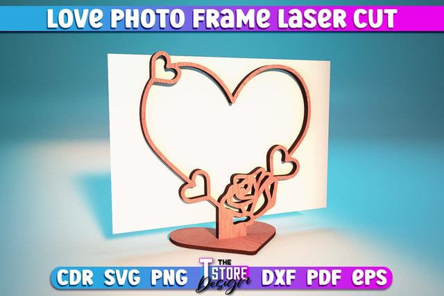Love Photo Frame Laser Cut | Home Laser Cut Design | Family Design | CNC File SVG The T Store Design 
