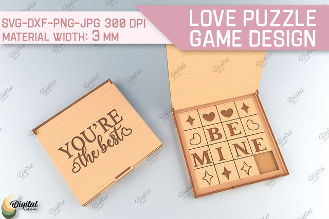 Love Puzzle Game SVG. 3D Puzzle Laser Cut. Be Mine SVG SVG Evgenyia Guschina 