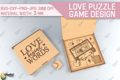 Love Puzzle Game SVG. 3D Puzzle Laser Cut. Cassette Tape SVG SVG Evgenyia Guschina 