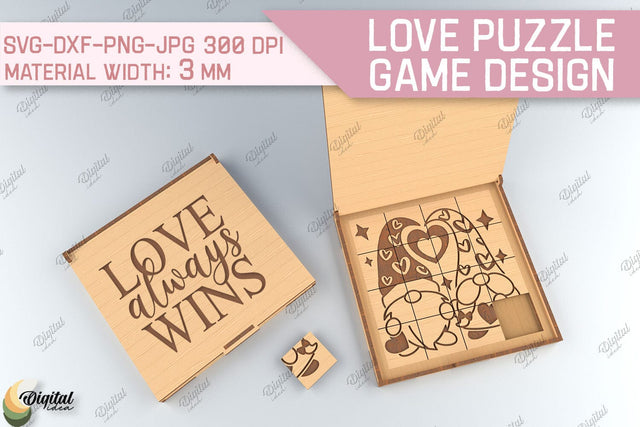 Love Puzzle Game SVG. 3D Puzzle Laser Cut. Gnome SVG SVG Evgenyia Guschina 