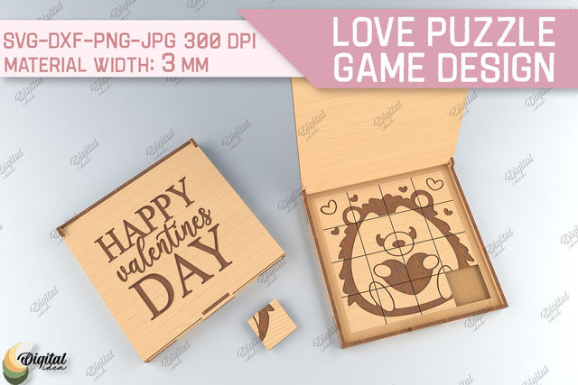 Love Puzzle Game SVG. 3D Puzzle Laser Cut. Hedgehog SVG SVG Evgenyia Guschina 